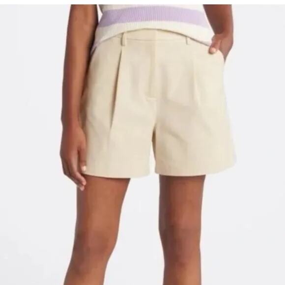 41 Hawthorn Size 4 Becca high rise Cream Chino pleated Shorts NWT career casual - Picture 1 of 12